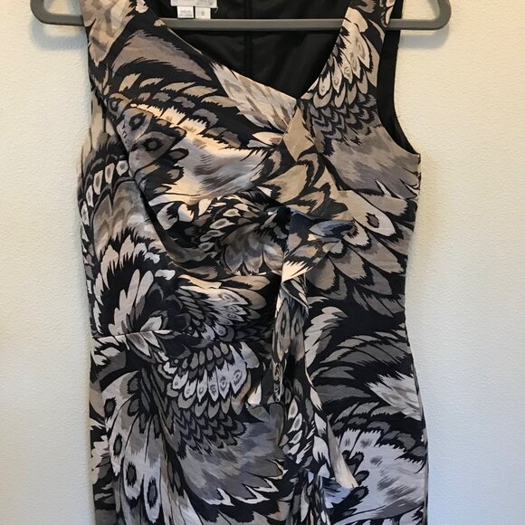 London Times Women's Metallic Peacock Print Cascading Ruffle Midi Dress Size 8‎ - Picture 4 of 11